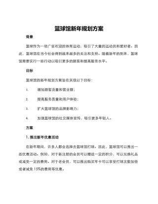 篮球馆新年规划方案