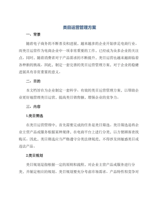 类目运营管理方案