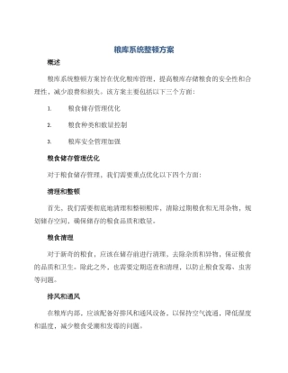 粮库系统整顿方案