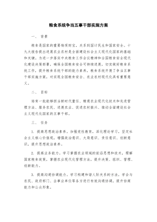 粮食系统争当五事干部实施方案