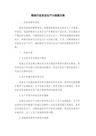 粮食行业安全生产大检查方案