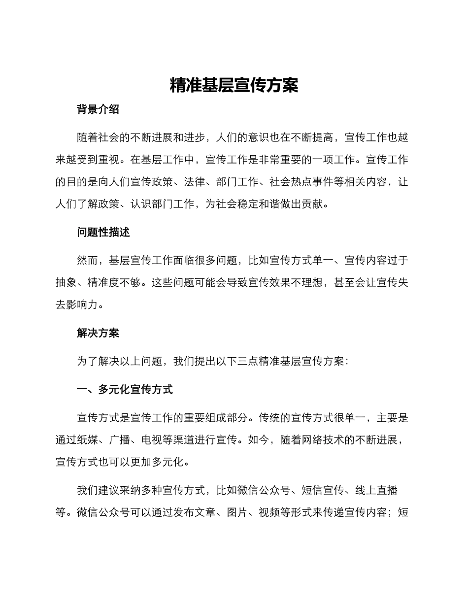 精准基层宣传方案_第1页