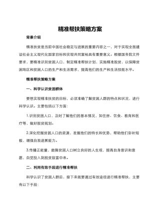 精准帮扶策略方案