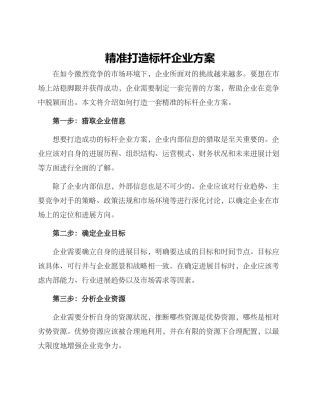 精准打造标杆企业方案