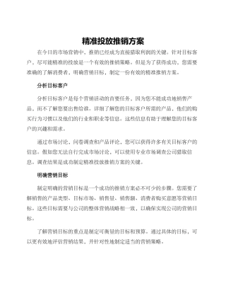 精准投放推销方案