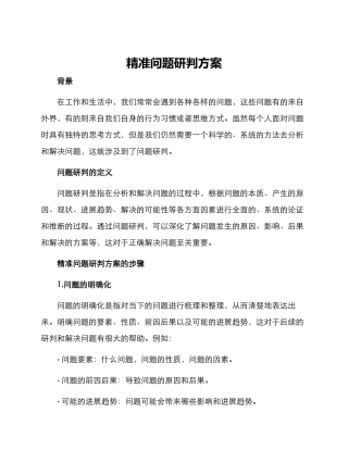 精准问题研判方案