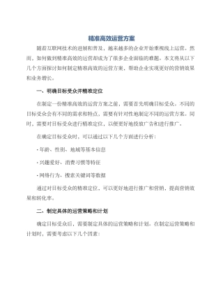 精准高效运营方案