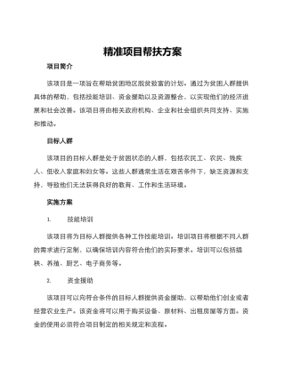 精准项目帮扶方案
