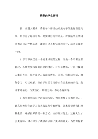 精彩的学生评语