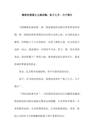 精彩的爱国主义演讲稿执子之手-与子偕行