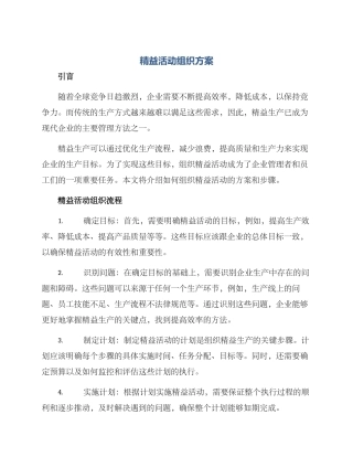 精益活动组织方案