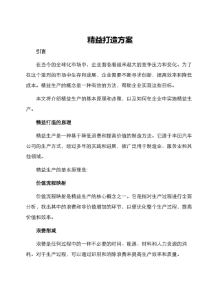 精益打造方案
