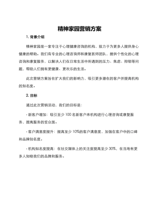 精神家园营销方案
