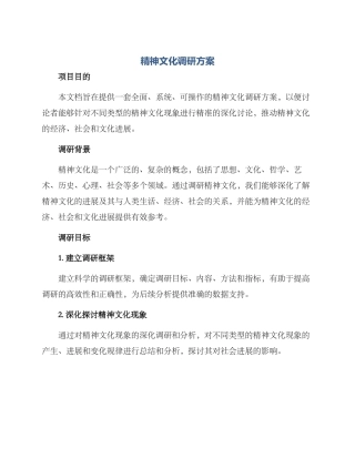 精神文化调研方案