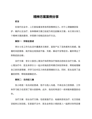 精神方案案例分享