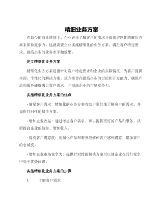 精细业务方案