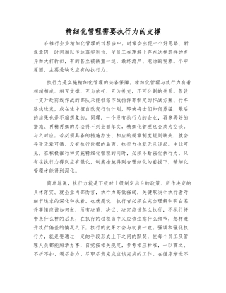 精细化管理需要执行力的支撑