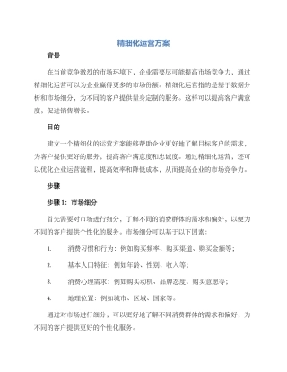 精细化运营方案