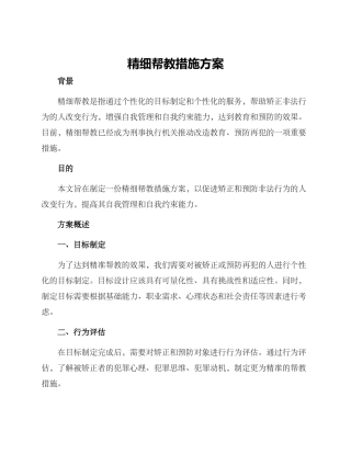 精细帮教措施方案