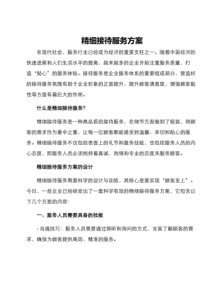 精细接待服务方案