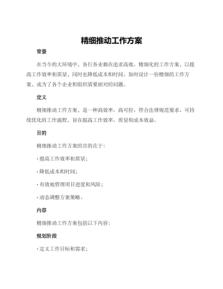 精细推进工作方案
