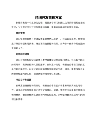 精细开发管理方案