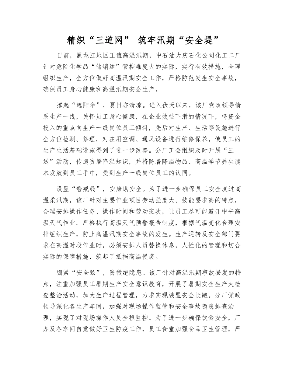 精织“三道网”-筑牢汛期“安全堤”_第1页