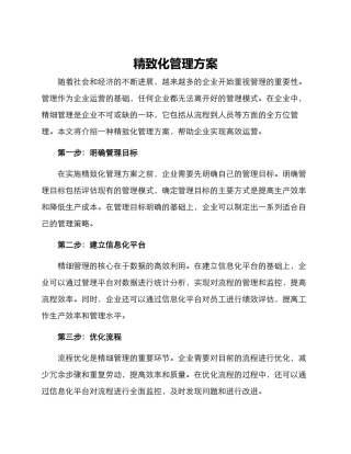 精致化管理方案