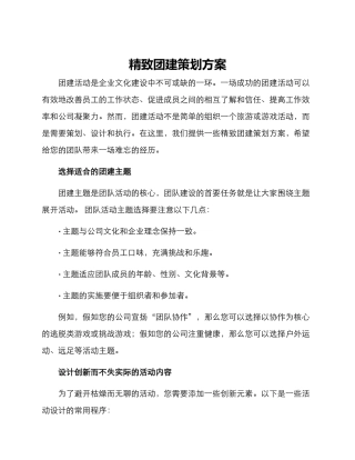 精致团建策划方案