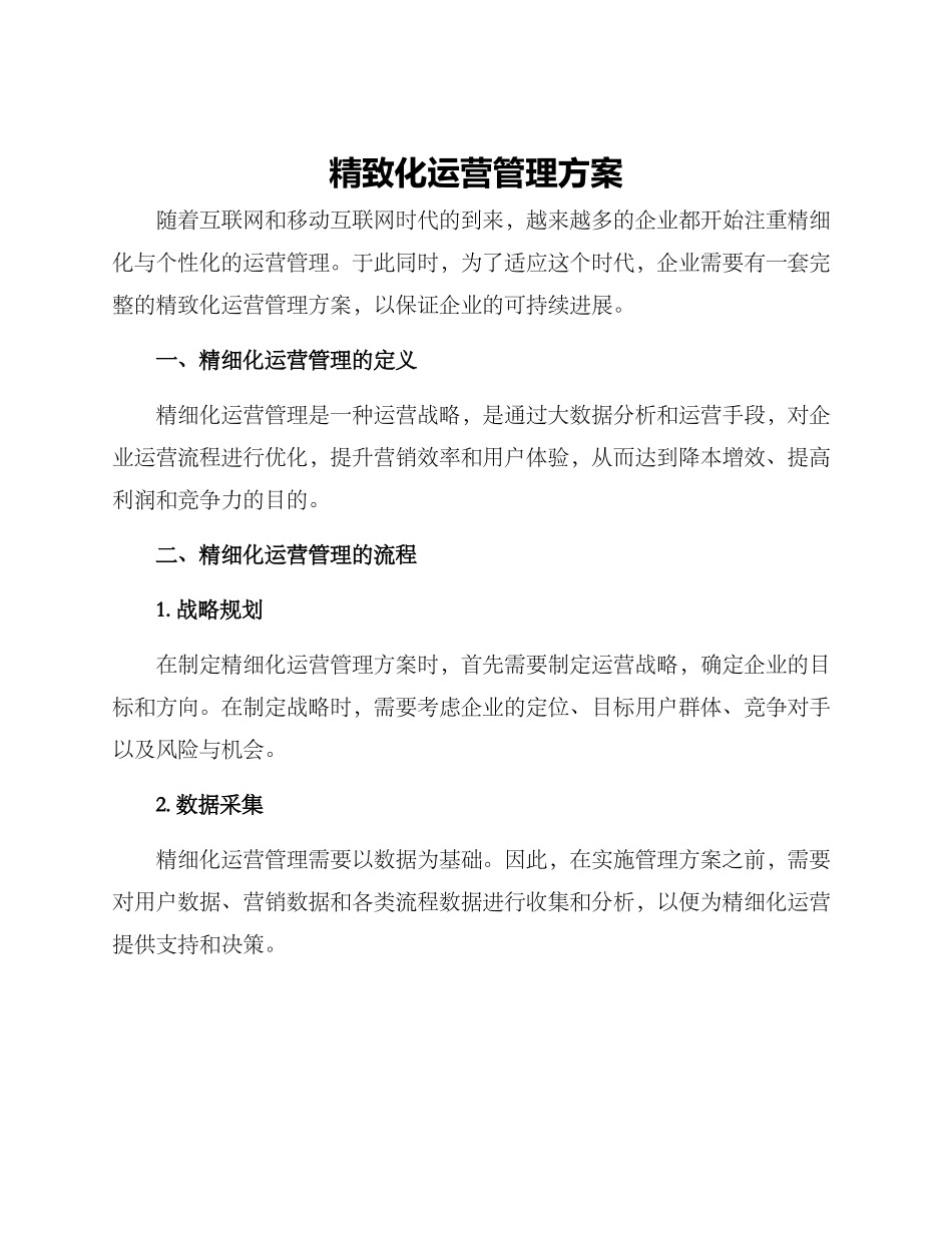 精致化运营管理方案_第1页