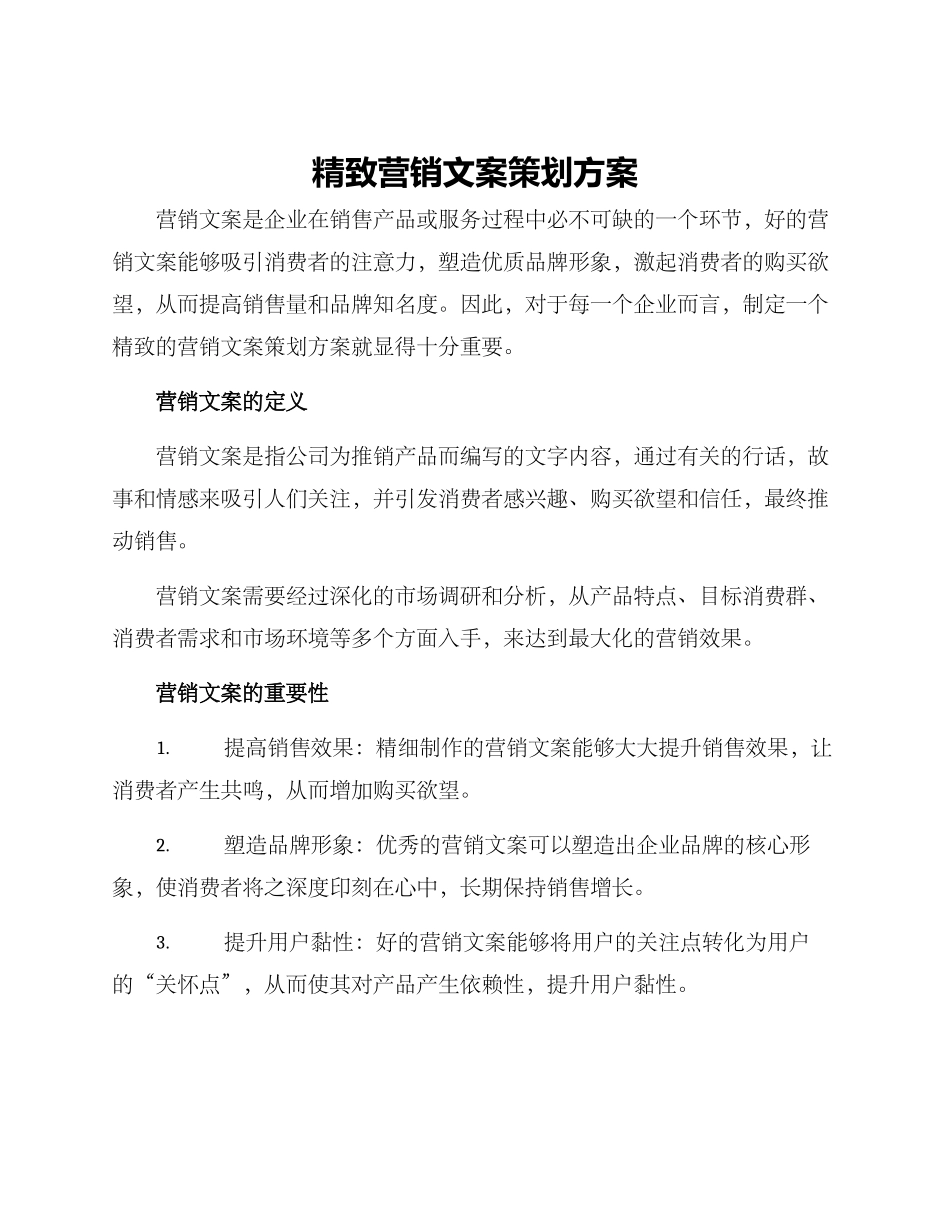 精致营销文案策划方案_第1页