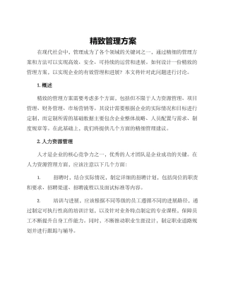 精致管理方案