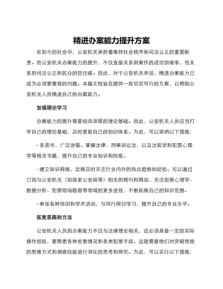 精进办案能力提升方案
