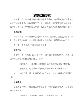 紧急就医方案