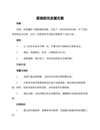紧急防汛支援方案