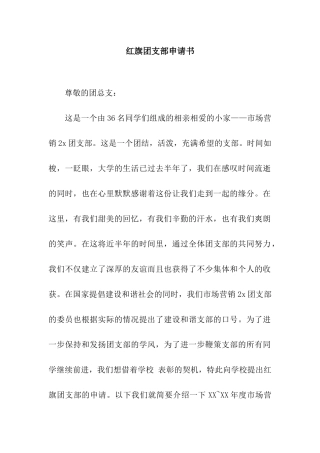 红旗团支部申请书