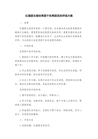 红旗团支部优秀团干优秀团员的评选方案