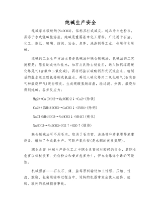 纯碱生产安全