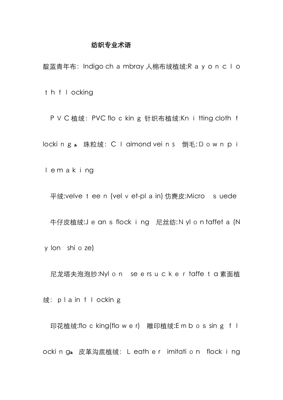 纺织行业在外贸上的专业术语_第1页