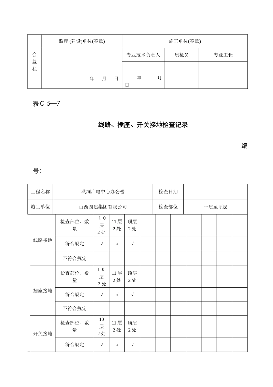 线路、插座、开关接地检验记录_第2页