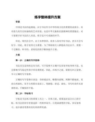 练字整体提升方案