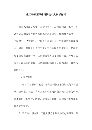 组工干部正风肃纪活动个人剖析材料