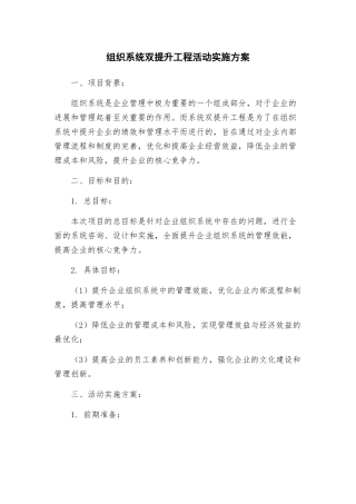 组织系统双提升工程活动实施方案