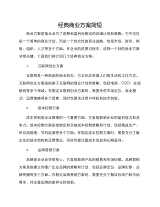 经典商业方案简短