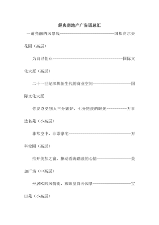 经典房地产广告语总汇