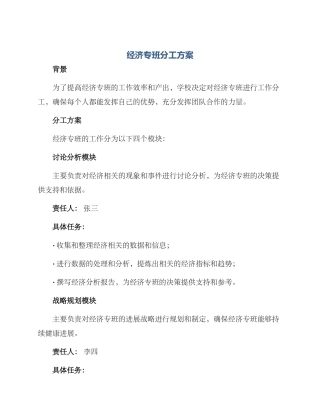 经济专班分工方案