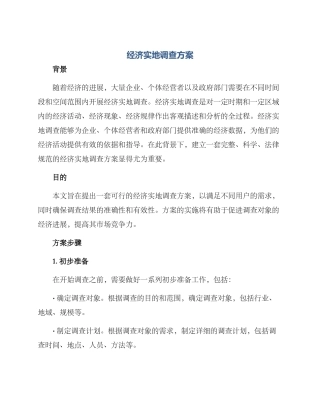 经济实地调查方案