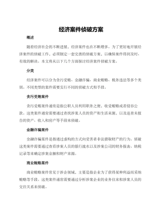 经济案件侦破方案