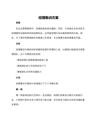 经理集训方案