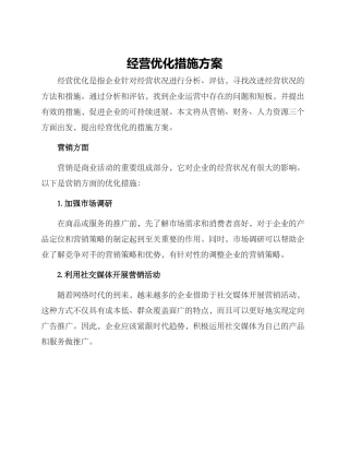 经营优化措施方案